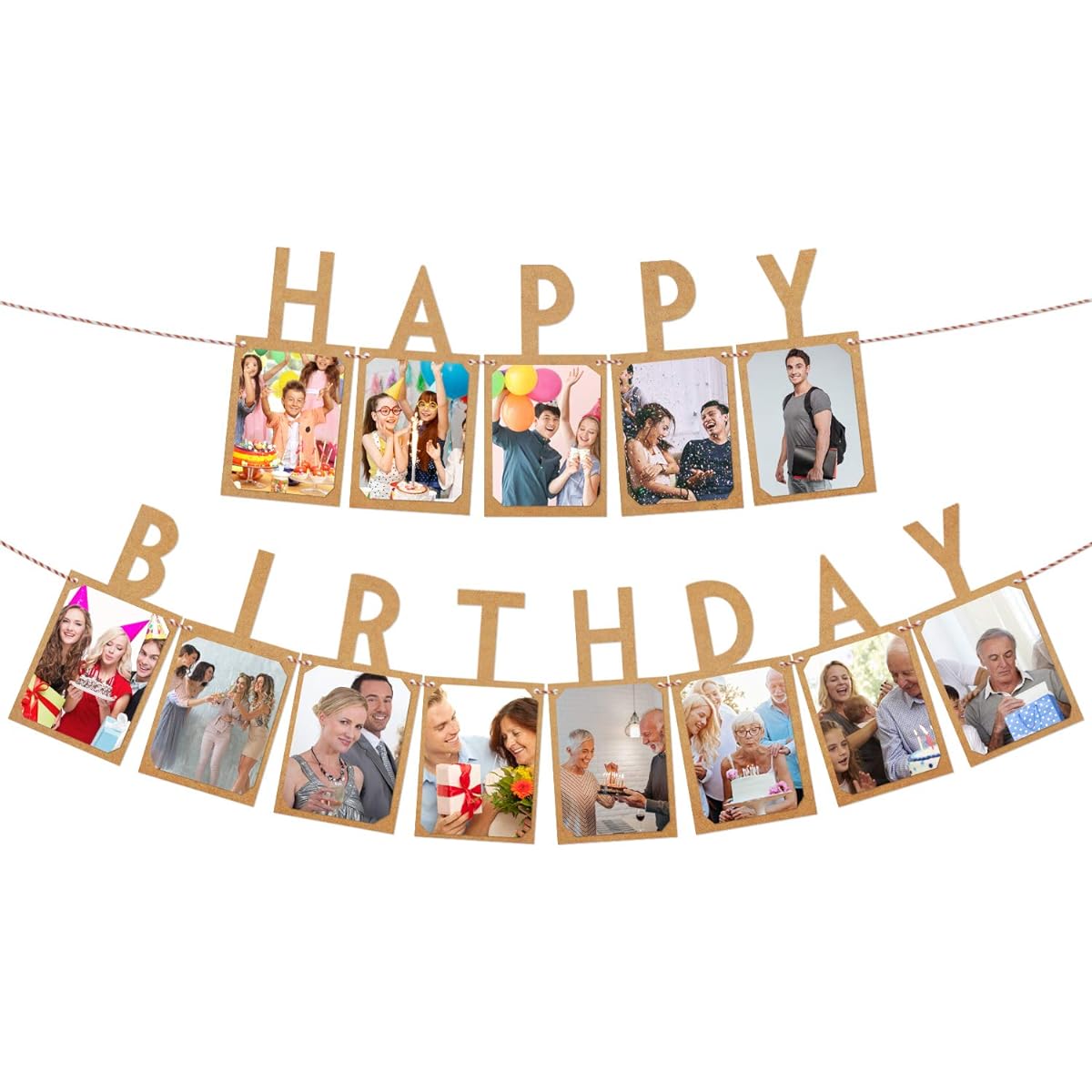 LINGPAR Happy Birthday Photo Banner for Baby Shower Party, Birthday Party Decorations Garland 12 Months 1 Year Crafts
