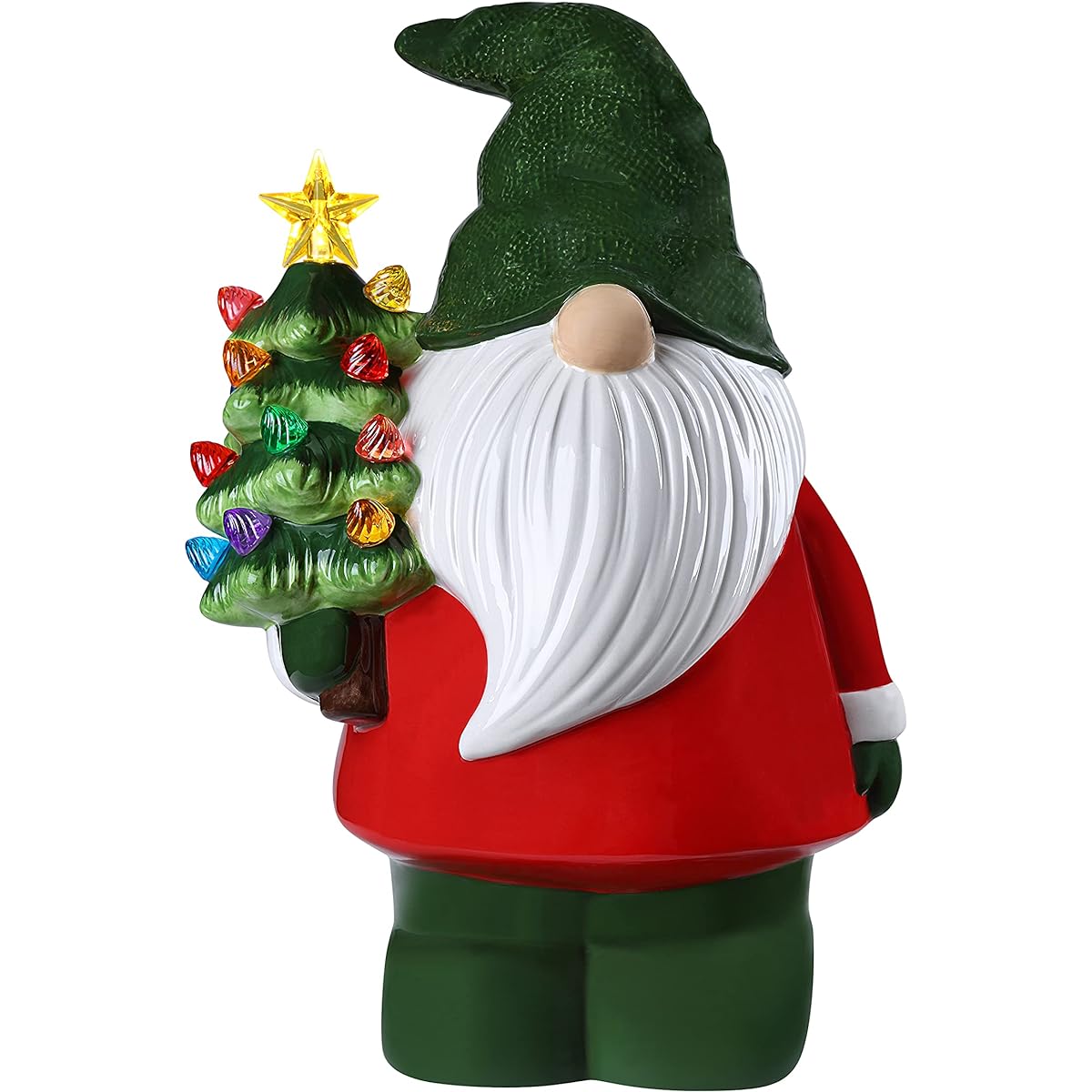 Mr. Christmas Medium Ceramic Figurine 11" Gnome Christmas Decoration, Multi