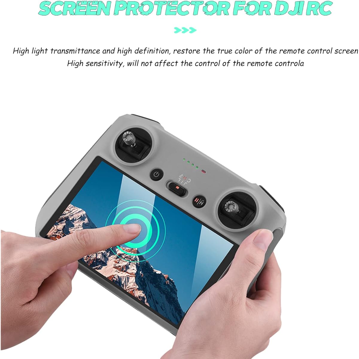 iEago RC Protection Kit for DJI RC Screen Protector Anti-Glare HD Tempered Film 3pcs + Silicone Case Controller Rubber Protective Cover + Aluminum Alloy Joystick for DJI Mini 3 Pro Remote Controller