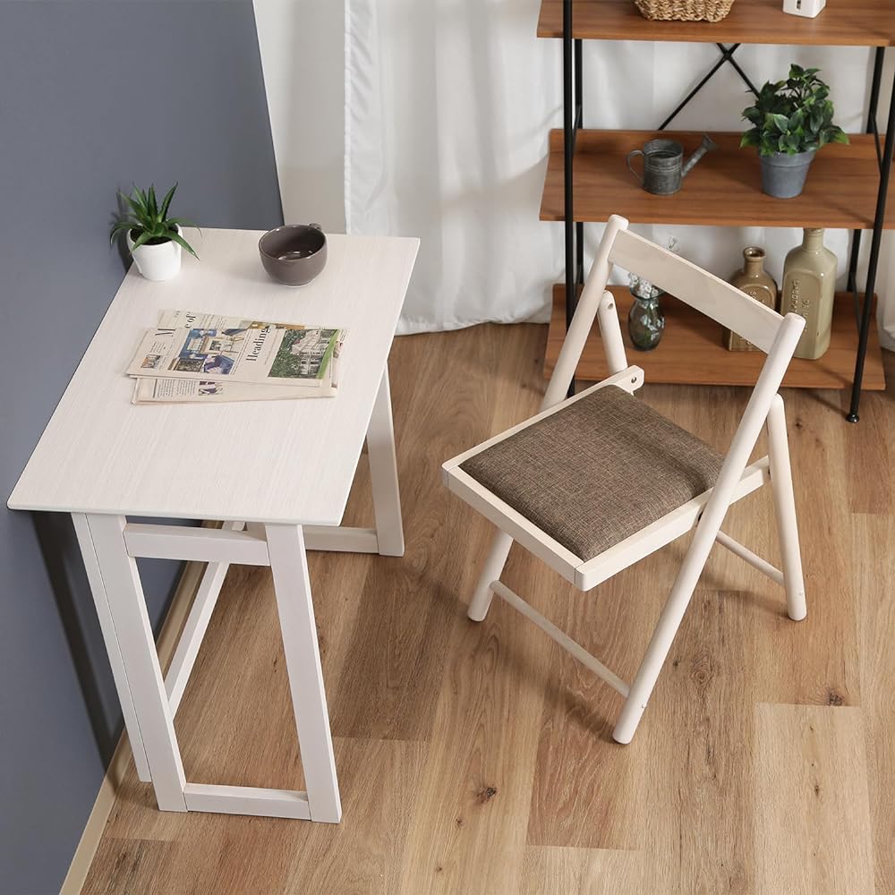 Fuji Boeki Folding Chair, Folding Chair, Width 43 x Depth 53 x Height 70 cm, White Wash, Completed Product, Cushion Included, Natural Wood, Lightweight, Easy to Carry, Milan 10883