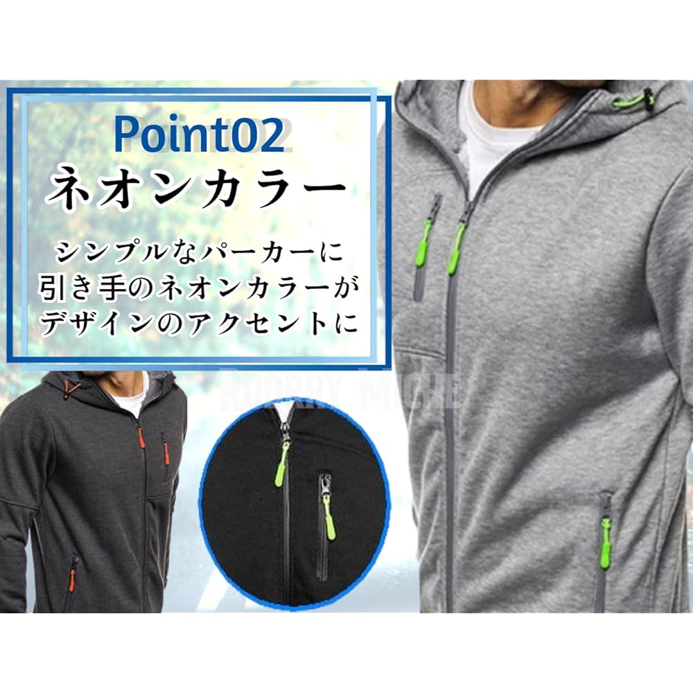 [Rodrimiche] Thin Zip Up Parka Running Wear Plain Sportswear Men's