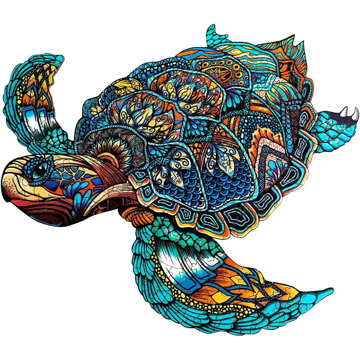 KAAYEE Wooden Jigsaw Puzzle Sea Turtle Puzzle Unique Shape Advanced Animal Wooden Puzzle Best Gift for Adults and Kids Family Puzzle for Kids and Adults 22.8*19.3inch 631 Pieces