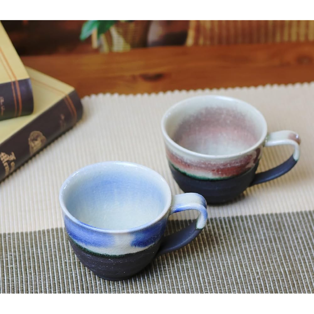 Shigaraki Ware Couple Mug [Blueberry/Raspberry Cup Set] Shigaraki Ware Pottery Pottery Mug Tableware Soup Cup Beer Mug Cafe Mug Coffee Cup Coffee Cup Cup Stylish Stylish Pair Meoto Gift Present