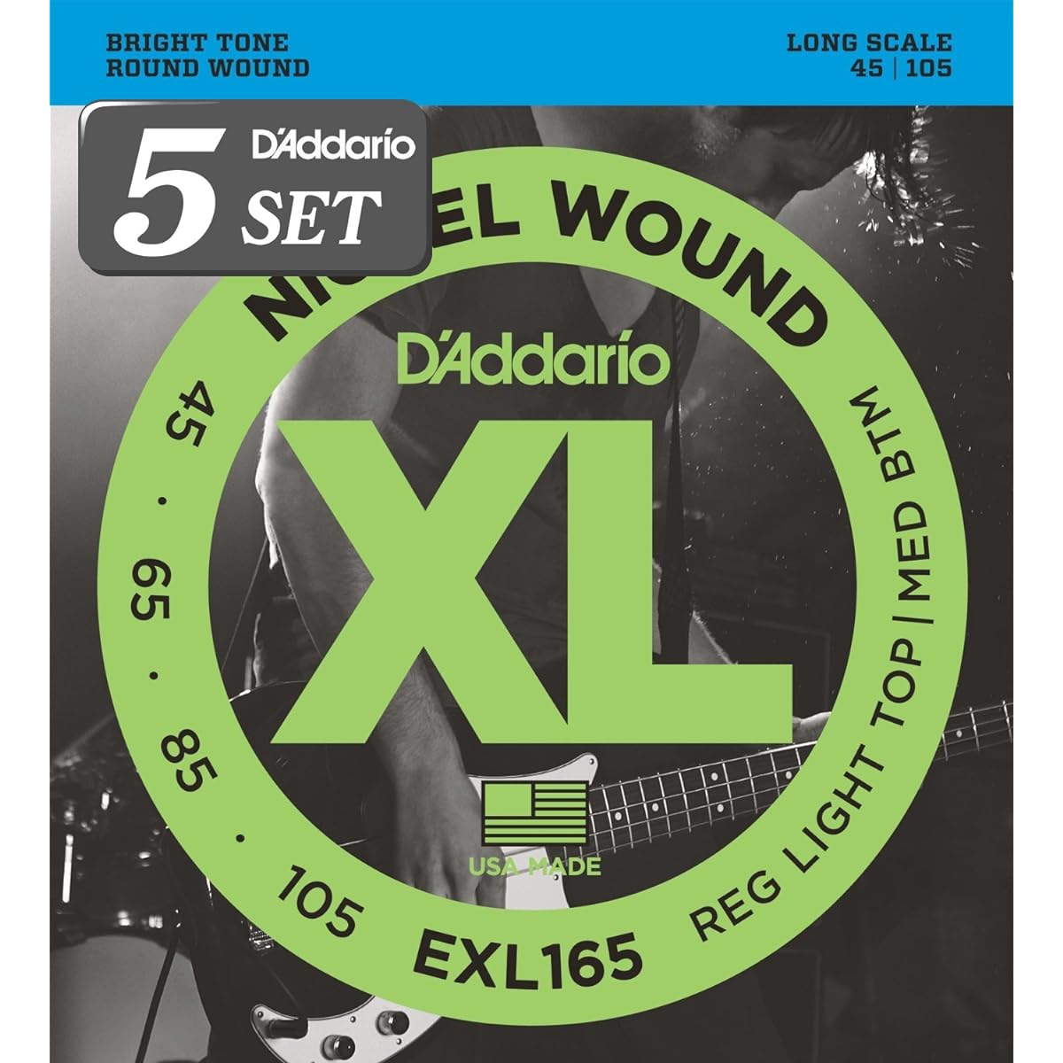 D'Addario Bass Strings Nickel Long Scale .045-.105 EXL165 x 5 Set [Domestic Genuine Product]