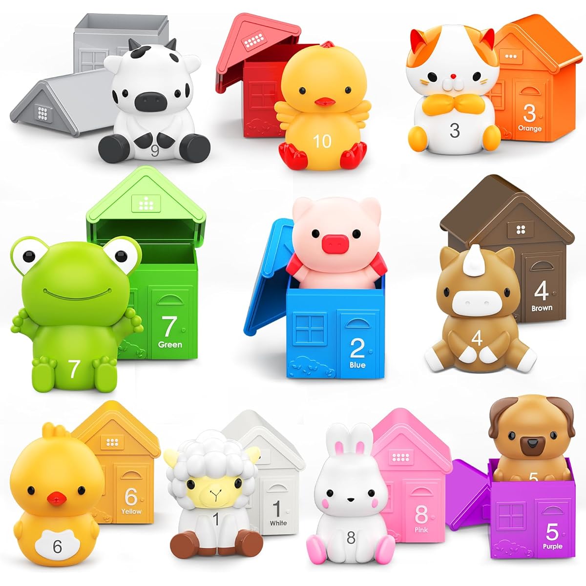 Learning Toys for Toddlers 20 Piece Farm Animals Finger Puppets & Barn Toy for Kids