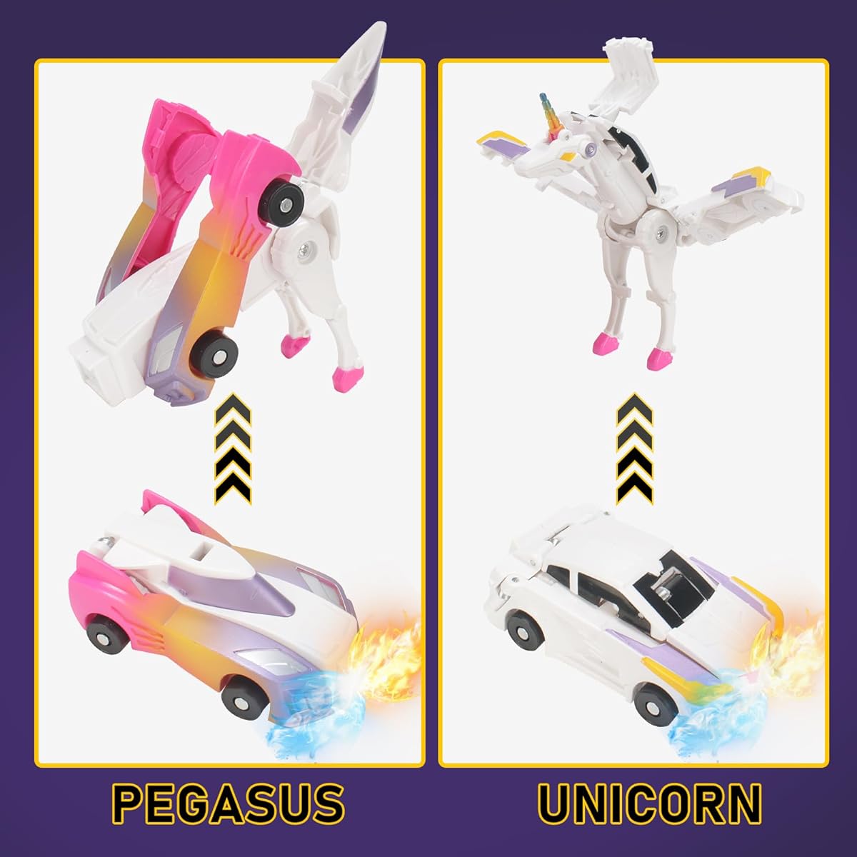 SOYUOI Ultimate Transforming Car Toy Crash into a Magical Unicorn! Ages 3 and up Keep your child fascinated with this passionate and fun toy