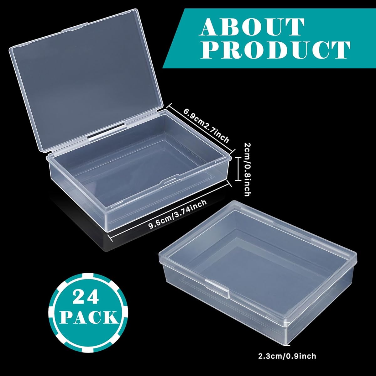 Aosmeol 24 Pack Playing Card Case Empty Playing Card Deck Box Clear Card Case Plastic Playing Card Box Playing Card Deck Case Plastic Storage Box Card Holder Snap Closure for Game Cards (No Cards)