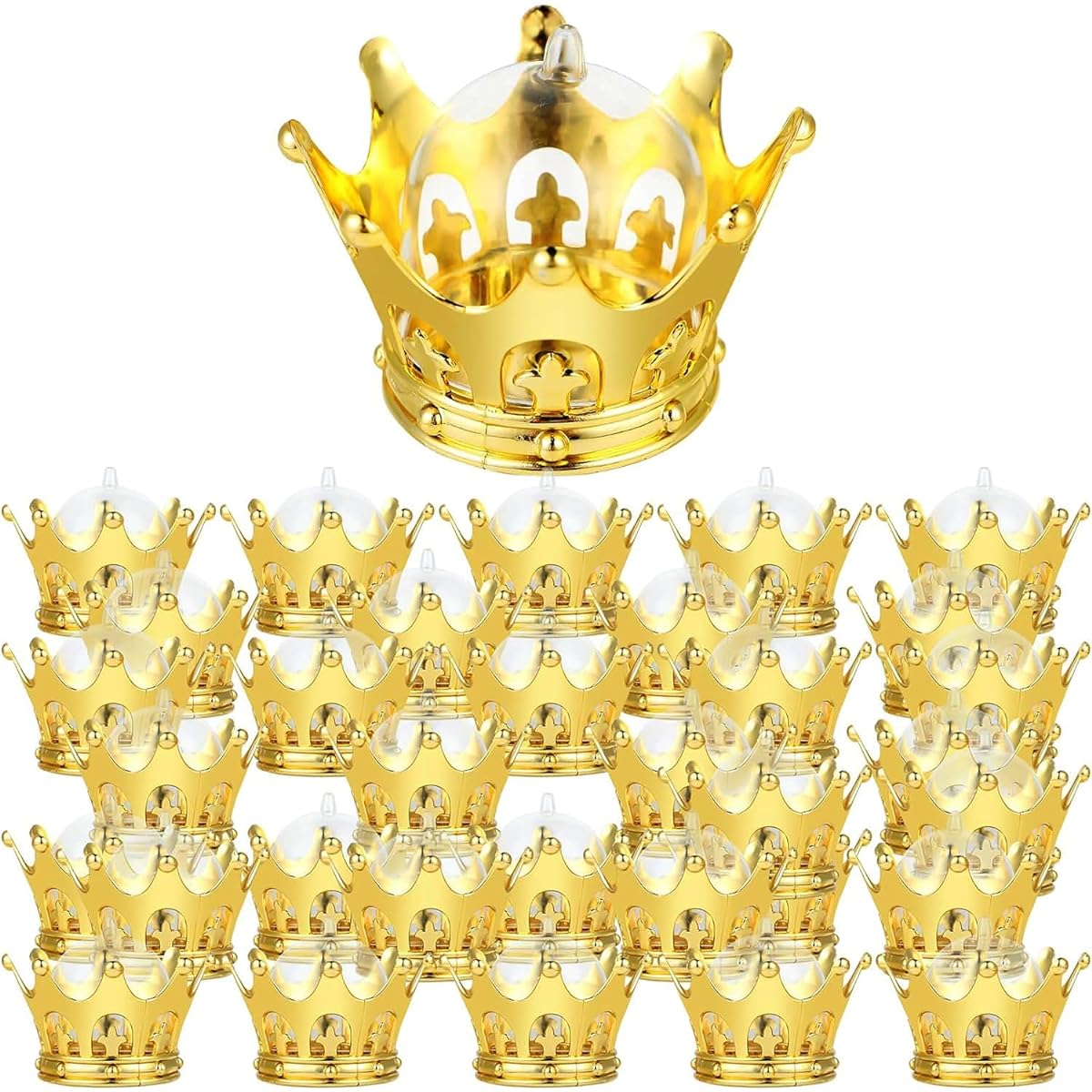 JC HUMMINGBIRD Gold Crown Refillable Small Candy Chocolates Table Decorations Party Favors 12pc JC-PL005DM