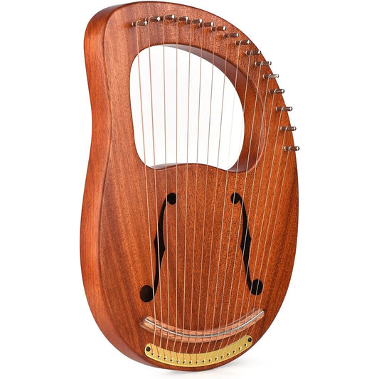 WowZza Lyra Harp 16 Strings Wooden Lyra Harp Metal Strings Solid Wood Stringed Instrument