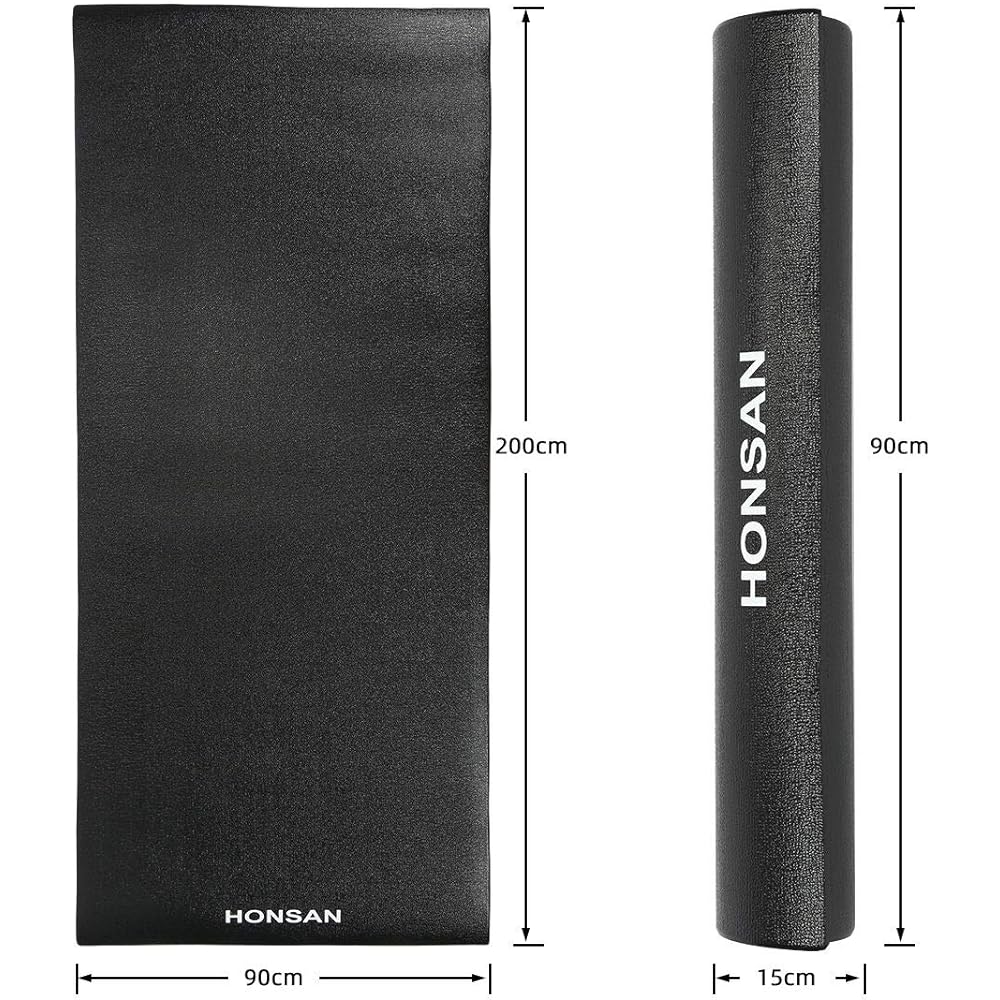 HONSAN Running Machine Mat, Exercise Bike Mat, Exercise Floor Mat, Anti-vibration, Soundproofing, Fitness Training, 2000 x 900 x 6mm, PVC Rubber Mat, Floor Protection, Shock Absorption, Anti-Slip