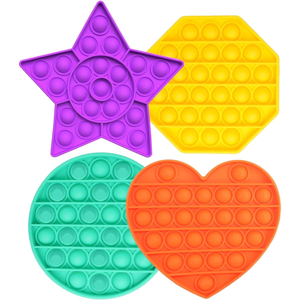 ONEST 4 Pieces Silicone Push Pop Bubble Fidget Sensory Toy Geometric Pop Fidget Toy Autism Stress Relief (Geometric Style)