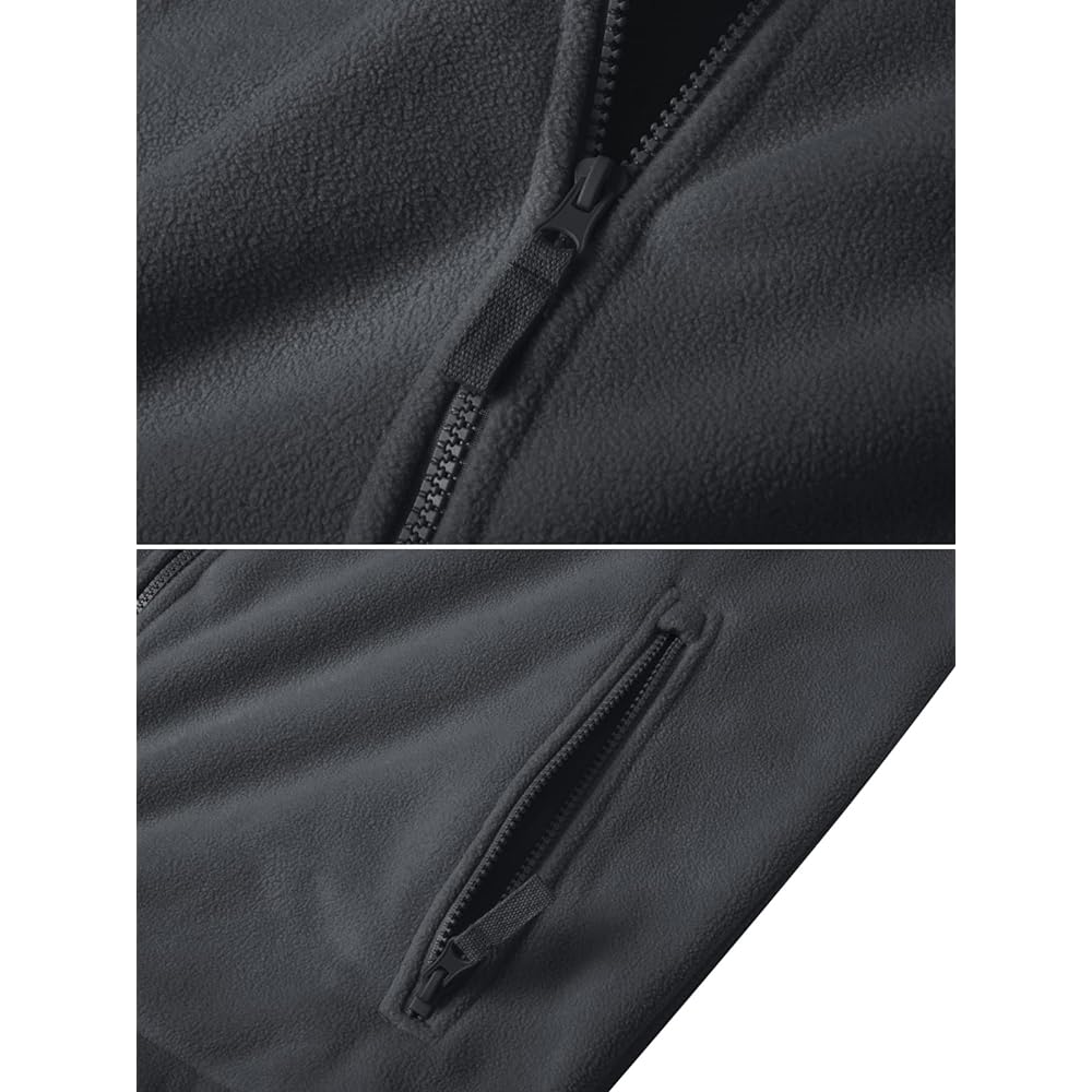 [TACVASEN] Outdoor Men's Tactical Fleece Multifunctional Pile Outerwear Thermal Stand-Up Collar Plain Brushed Sports Cold Protection Coat Hiking Autumn/Winter