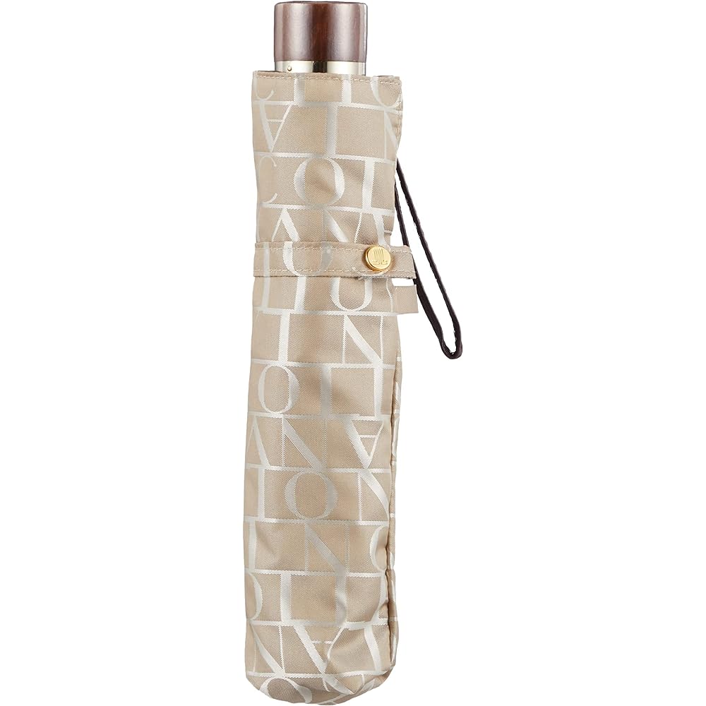 MOONBAT LANVIN COLLECTION Logo Jacquard Umbrella Folding Umbrella Simple Women's Gift Light Beige Rib Length: Approx. 55cm