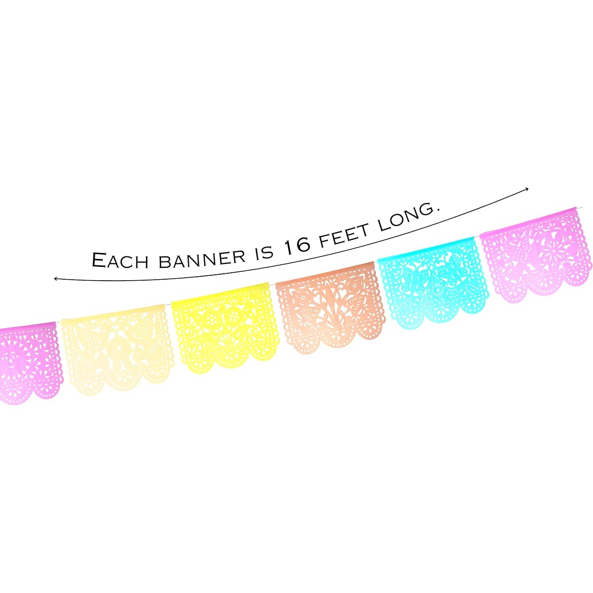 Pastel Papel Picado Banner for Party, Neutral/Pastel Party Decorations - Perfect for Fiesta, Bridal, Baby Shower, Kids, School Graduation, Garden, Boho Rainbow, Tea Party ws101