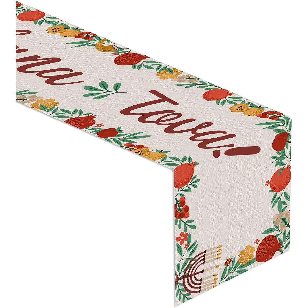 Rainlemon Linen Rosh Hashanah Table Runner Jewish New Year Shana Tovah Holiday Home Dining Room Kitchen Table Decoration