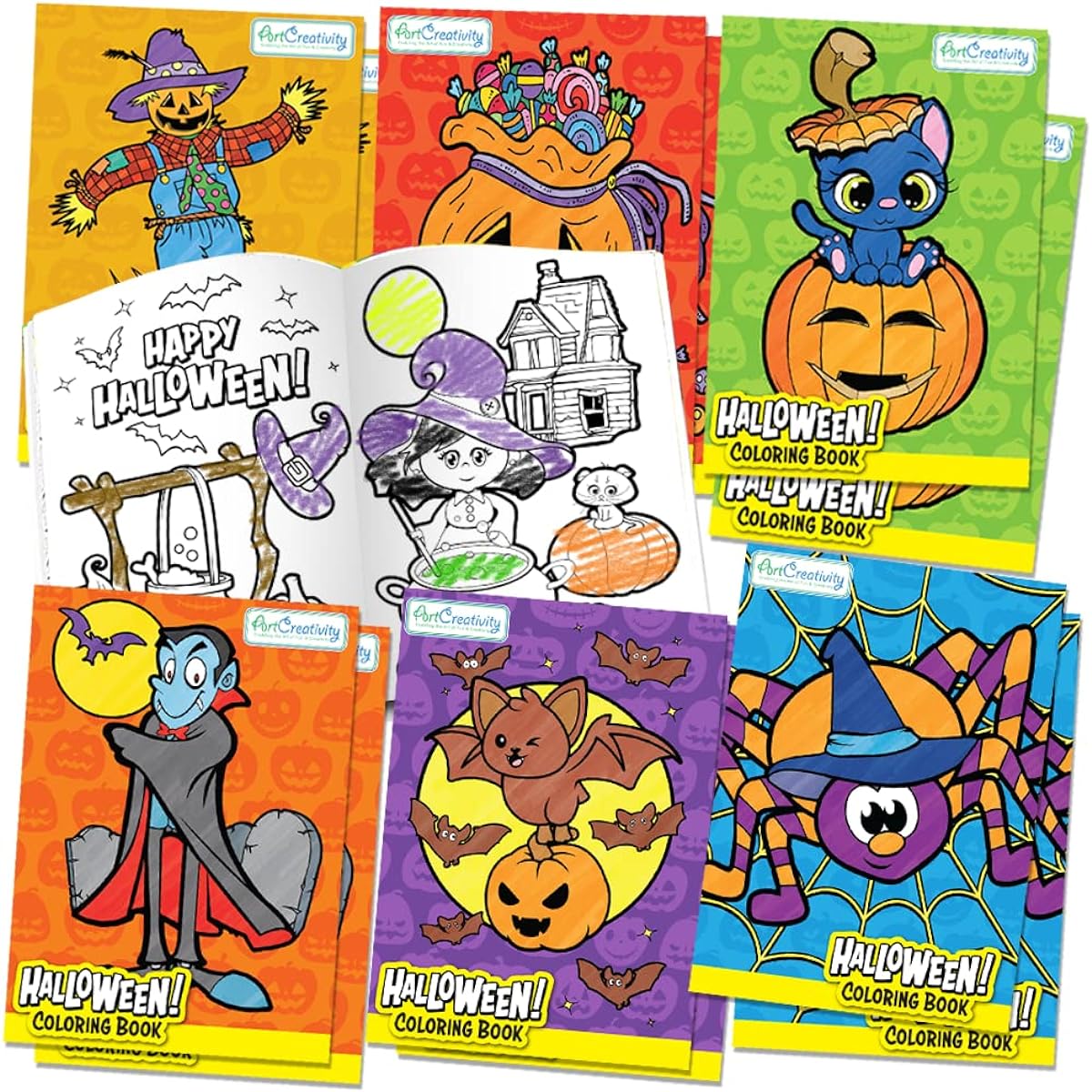 ArtCreativity Halloween Coloring Books for Kids, 36 Pack 5" x 7" Mini Booklets, Fun Halloween Treats, Favor Bags, Birthday Party Supplies, Art Gifts for Boys and Girls