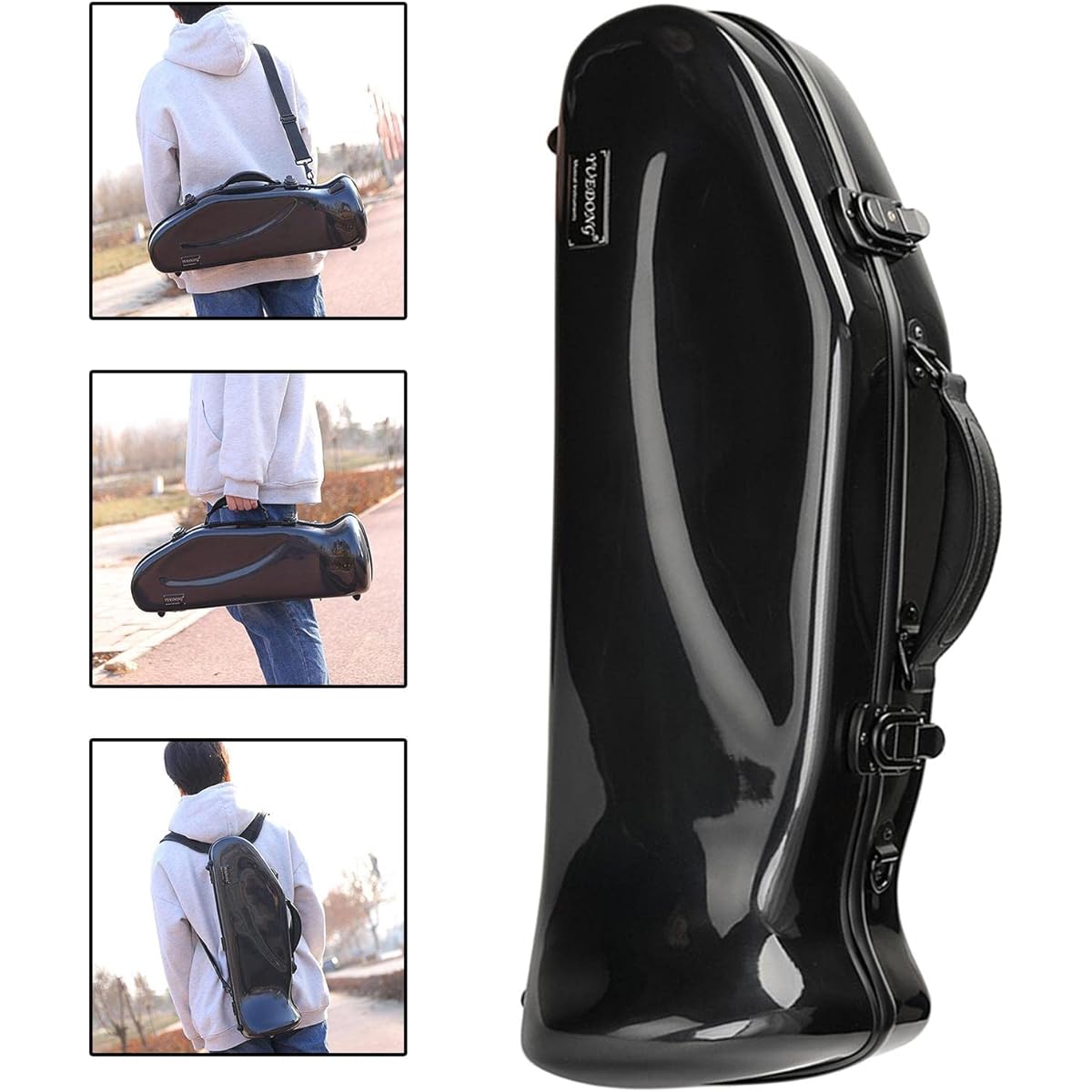 Trumpet Case Musical Instrument Box Backpack Carrying Case Portable Carbon Fiber Able Shoulder Bag Wind Instrument Case, Black