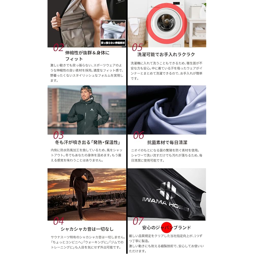 IWAMA HOSEI (Iwama Sewing) Sauna Suit Sauna Suit Men's Washable Diet Training Wear SAUNA SUIT