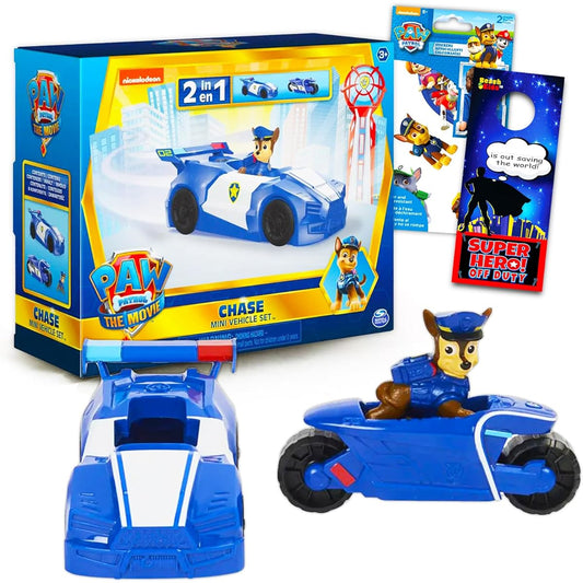 Nick Shop Paw Patrol Chase Mini Movie Vehicle Set ~ 4 Piece Set Paw Patrol 2-in-1 Toy Car Chase Stickers and More