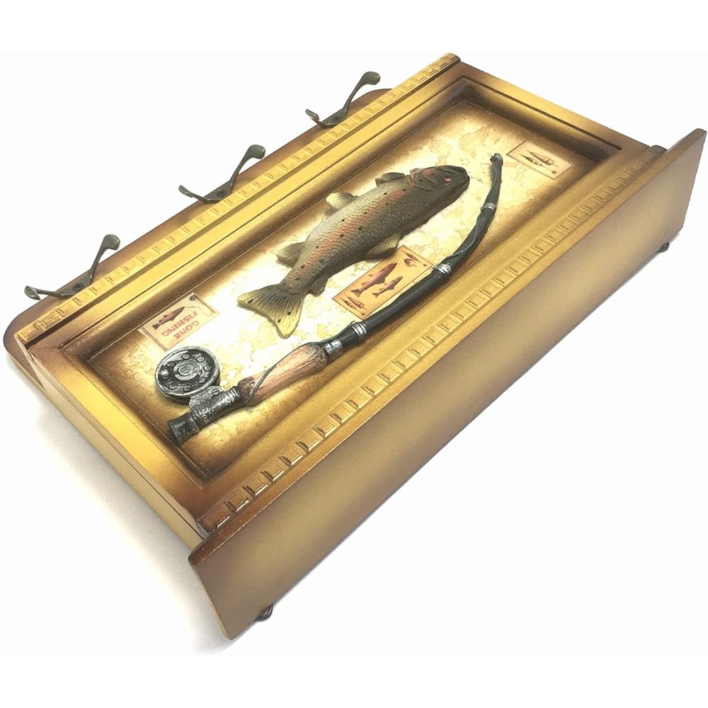 Rainbow Trout Replica & Fly Rod & Fly Reel Wall Hanging Lure Hanging Rainbow Trout Interior Rainbow Trout Mountain Stream Tackle Box Outdoor