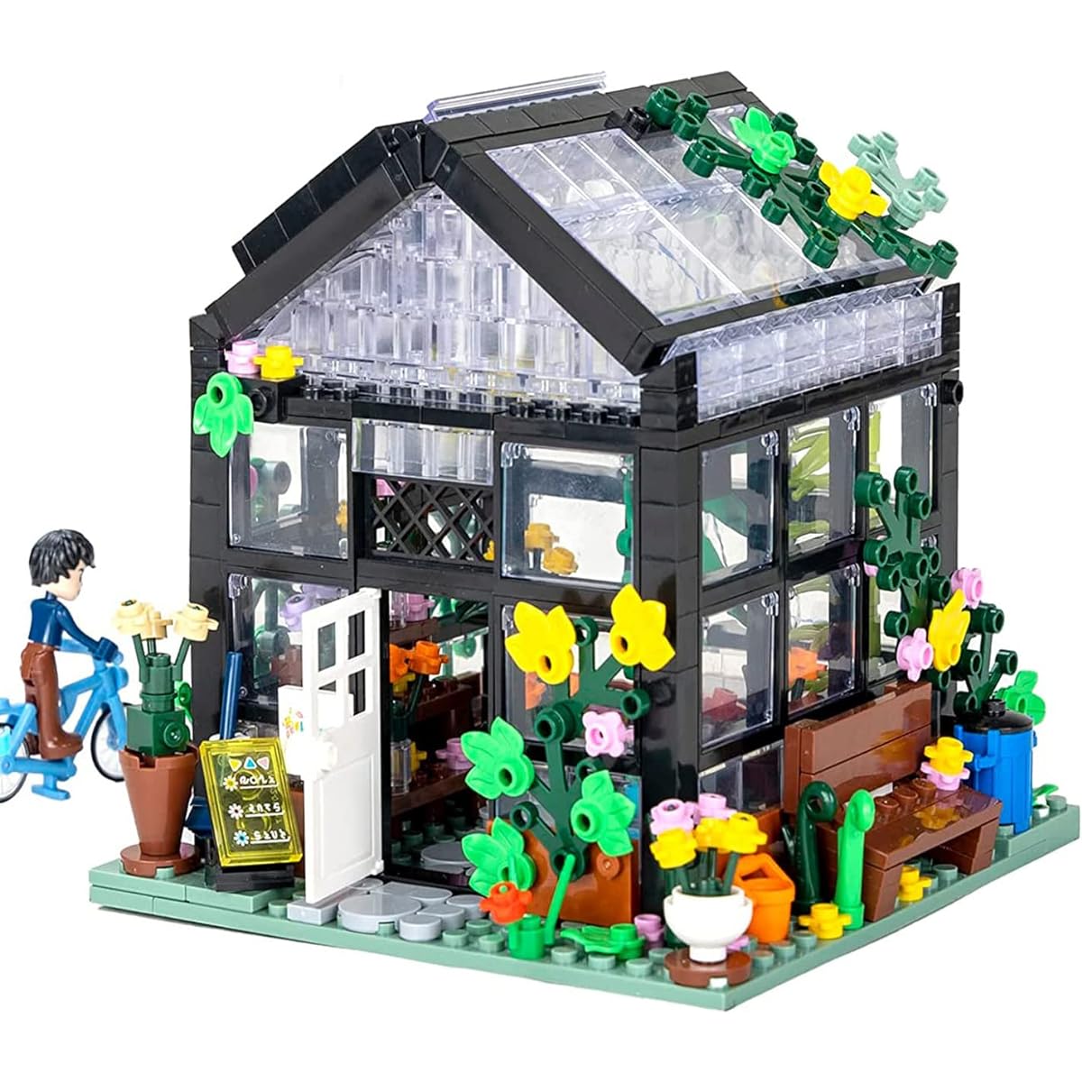 Flower House Building Kit Compatible with Lego Friends House Building Blocks with Warm LED Lights, Sell Flower Shop in Beautiful Environment, Great Gift with Beautiful Box for Girls (579 Pieces)