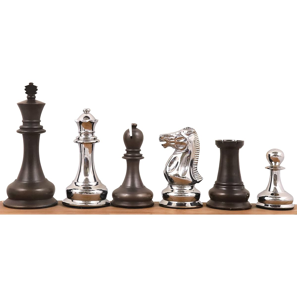 Royal Chess Mall - 4.5" Jack Staunton 1849 - Premium Brass Metal Chess Pieces Set - Silver