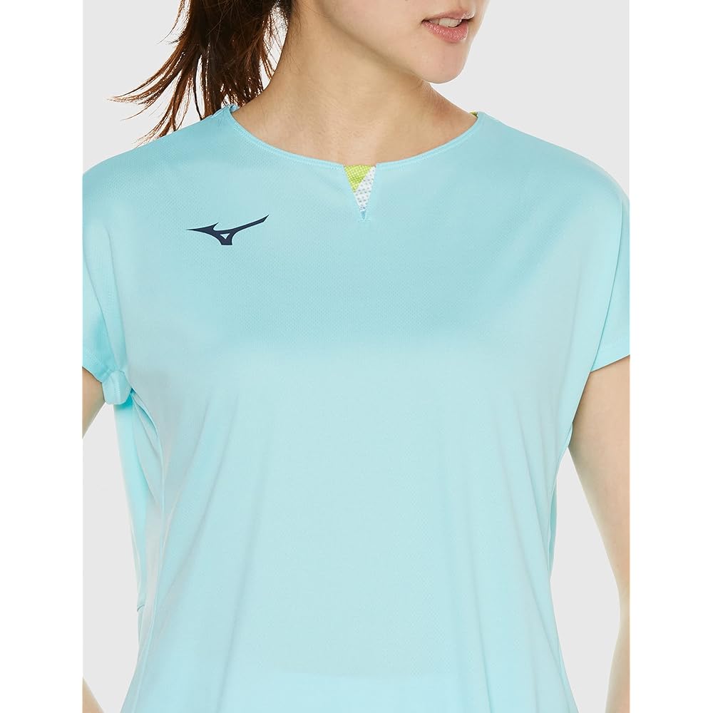 Mizuno 72MAA204 Women's Badminton Wear Game Shirt, Short Sleeve, Sweat Absorbent, Quick Drying