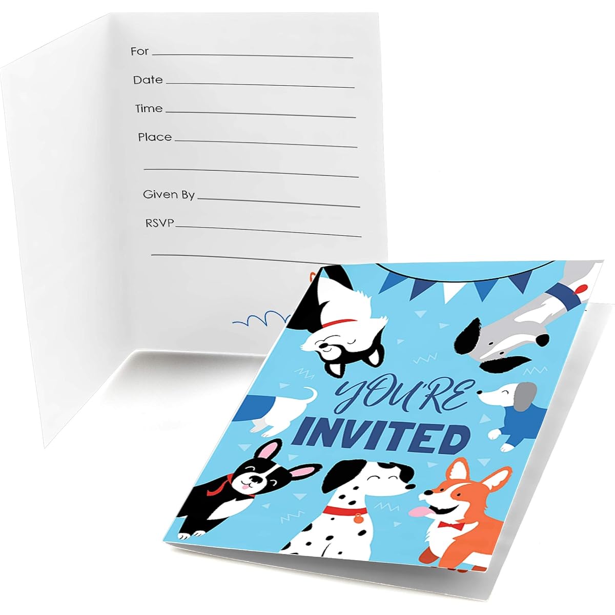 Puffy Big Polka Dot - Dog Baby Shower or Birthday Party Invitations (8 Count)