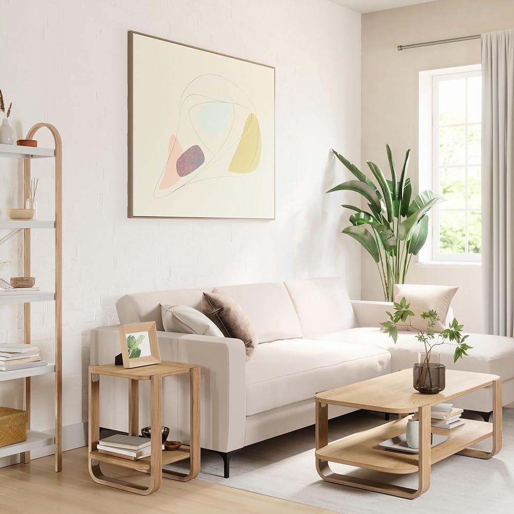 umbra side table wooden 2 tier natural width 42x depth 38x height 53cm BELLWOOD 21017426390