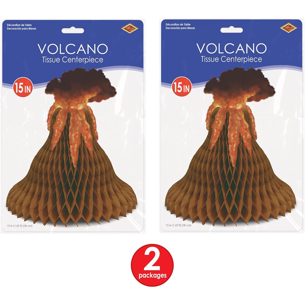 Beistle Tissue Volcano Centerpiece, 2 Piece, 15 Inch, Multicolor