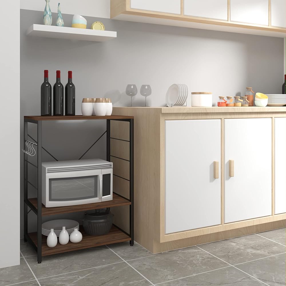 WOLTU Kitchen Rack Range Rack Cooktop Kitchen Wagon Range Board Kitchen Storage with 4 S-shaped Rack RGB9309dbr