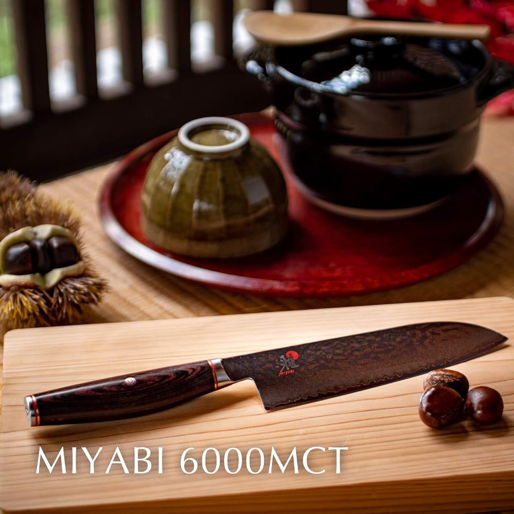 MIYABI "6000MCT Santoku Knife 180mm Made in Japan" Multilayer Steel Hammered Knife Made in Seki City, Gifu Prefecture [Authorized Japanese Product] 34074-181