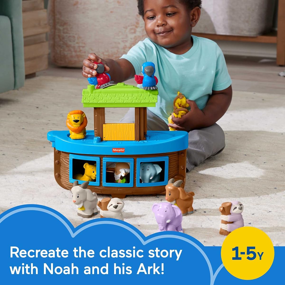 Fisher-Price Little People Toddler Toy Noah's Ark Playset with 12 Animals and Noah Figure, Baptism Gift for Ages 1+ ( Exclusive)