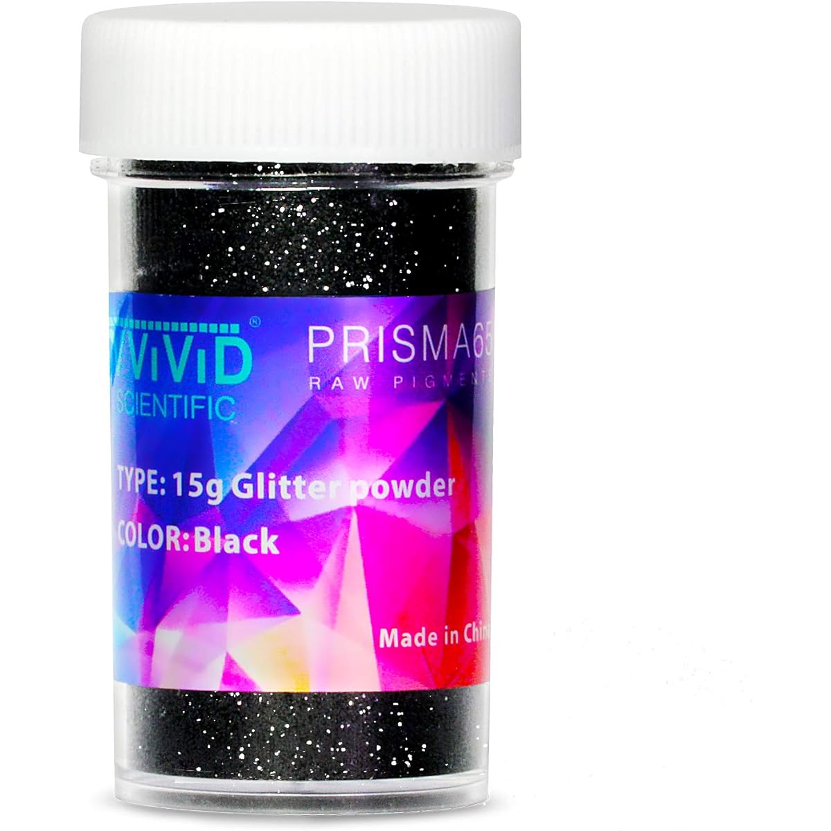 VViViD PRISMA65 Black Glitter Powder 15g for Shaker Jars Arts Crafts Decorations Nails Epoxy Tumblers Scrapbooking Flowers Slime Making Epoxy Jewelry Cosmetics Painting and More