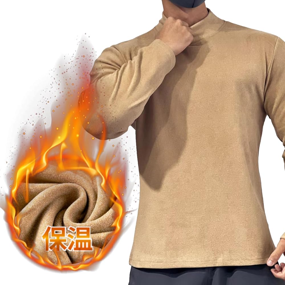 [Manatsulife] Long Sleeve Men's Pullover High Neck Warm Inner Sweatshirt Plain Sweatshirt Muscle Training Fitness Daily Wear Casual Autumn Clothes CX160