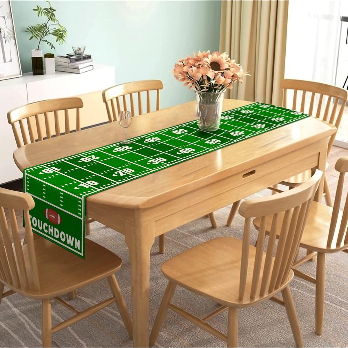 Nepnuser Linen Football Court Table Runner American Touchdown Boys Sports Birthday Party Decoration Farmhouse Home Dining Room Kitchen Table Decor