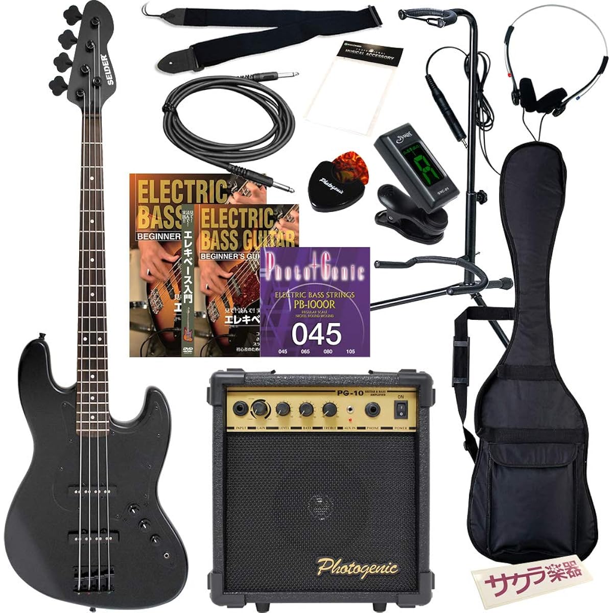 SELDER Bass Jazz Bass Type JBC-04/BB Beginner 13-piece Set