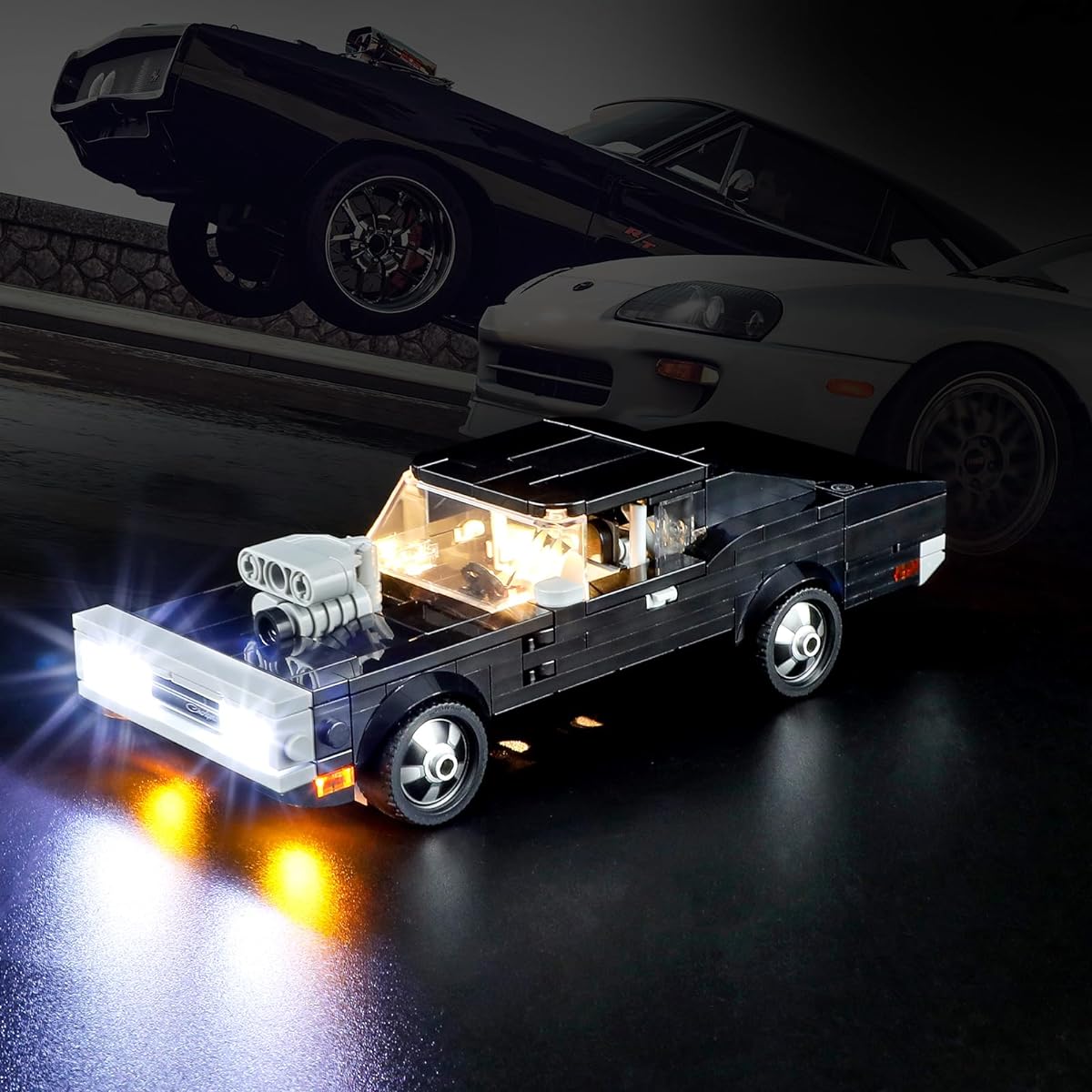 Vaodest LED Lights Compatible Design and Configuration for Lego 76912 Speed Champions Fast and Furious 1970 Dodge Charger R/T Set 76912 Model (LED Lights Only, Not a Building Blocks Kit)