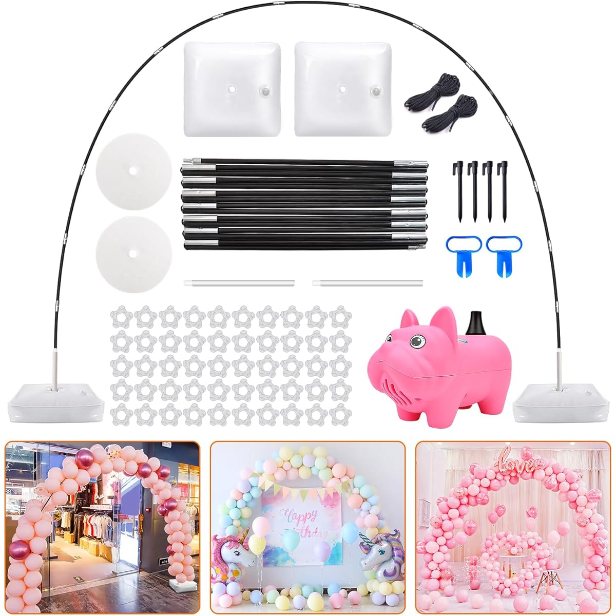 Chamvis Balloon Arch Kit 9ft Tall 10ft Wide Adjustable Balloon Arch Stand: Balloon Arch Frame with Base for Wedding Baby Shower Birthday Party Supplies Decorations (Arch)