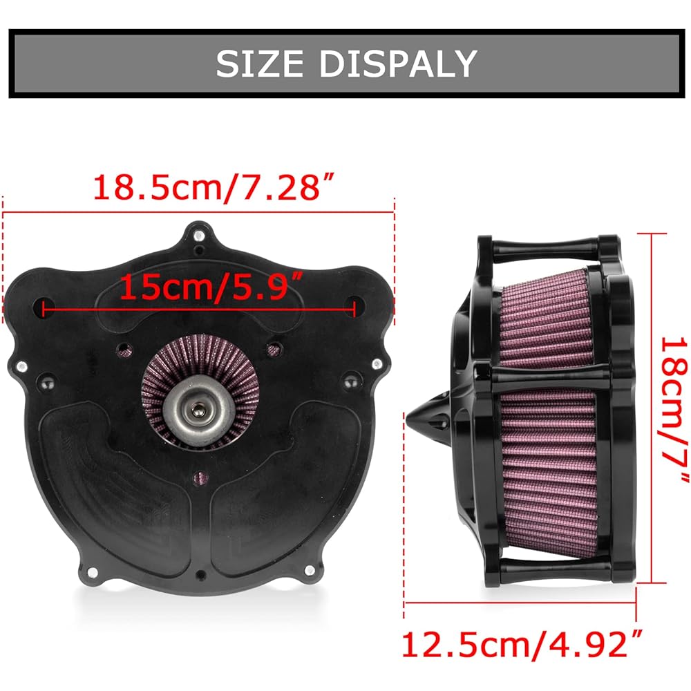 PSLER Motorcycle Turbine Air Filter Cleaner Intake Filter Touring for FLHR Road King FLHX Street Glide FLTR 2008-2016 FLS Softail Slim 2016-2017 (Red)