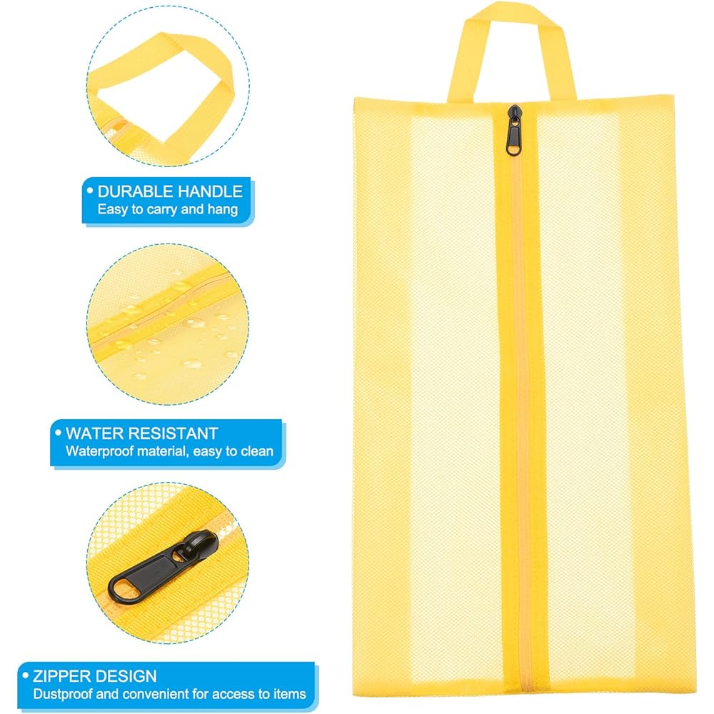 PATIKIL 2 Pieces Waterproof Shoe Bag Travel Shoe Organizer Bag Portable Shoe Pouch with Zipper for Outdoor Travel Blue Yellow