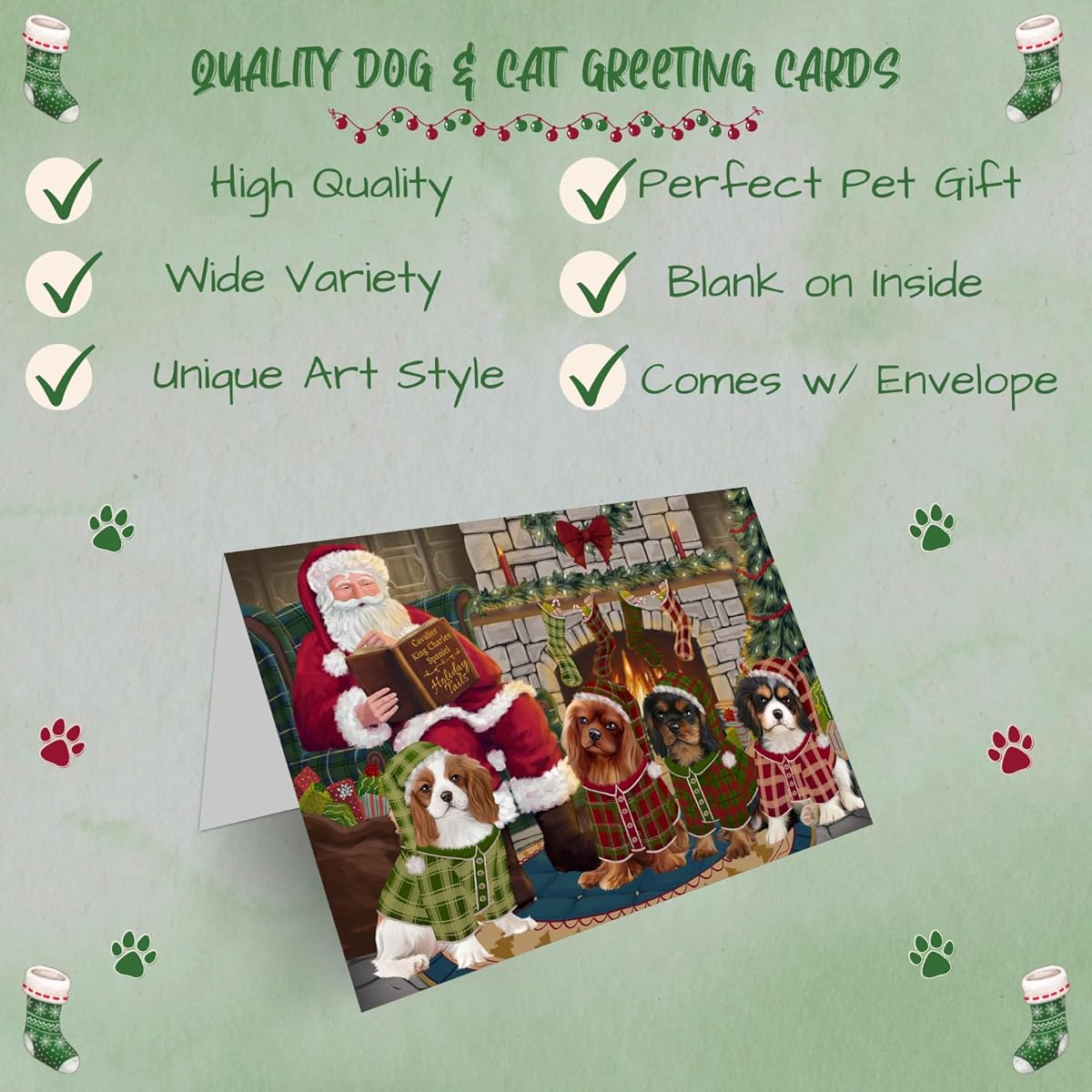 Christmas Cozy Holiday Tail Cavalier King Charles Spaniel Dog Greeting Card - Adorable Pet Invitation with Envelope - Pet Artwork Christmas Greeting Cards GCD70133 (20)