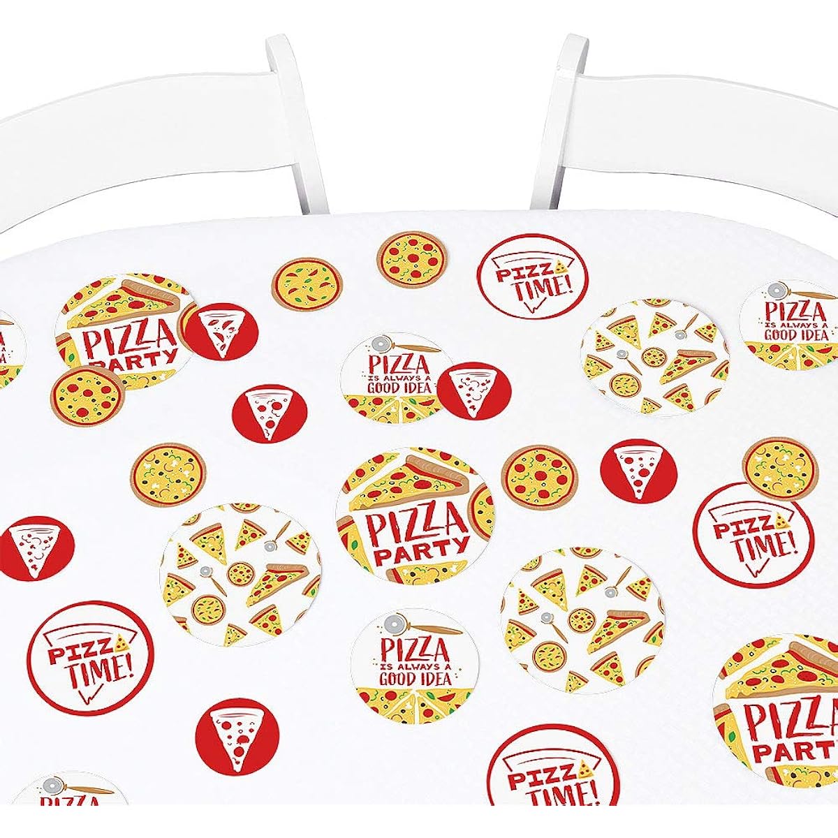Big Dot of Happiness Pizza Party Time - Baby Shower or Birthday Party Giant Circle Confetti - Party Decorations - 27 Large Confetti