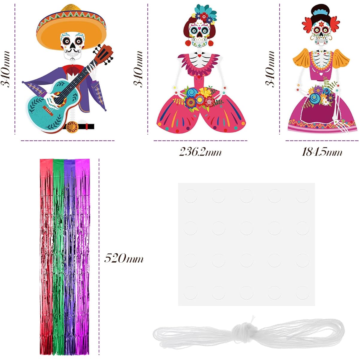 Day of the Dead Decorations Sugar Skull Hanging Decorations Mexicano Papel Picado Banner Dia De Los Muertos Decorations Skull Indoor Outdoor Cino de Mayo Festival Birthday Party Supplies