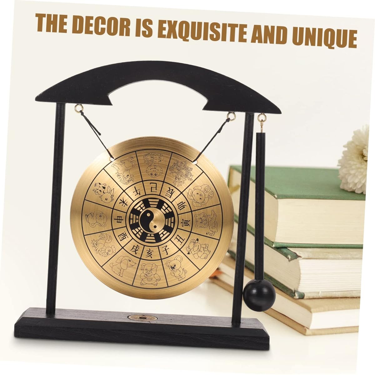 Gong Display Mallet Gong Big Table Gong Brass Gong Handbell Desktop Mini Gong Chinese Dragon with Stand Home Accent Decoration Home Desktop Ornament Alloy Drumstick Unique