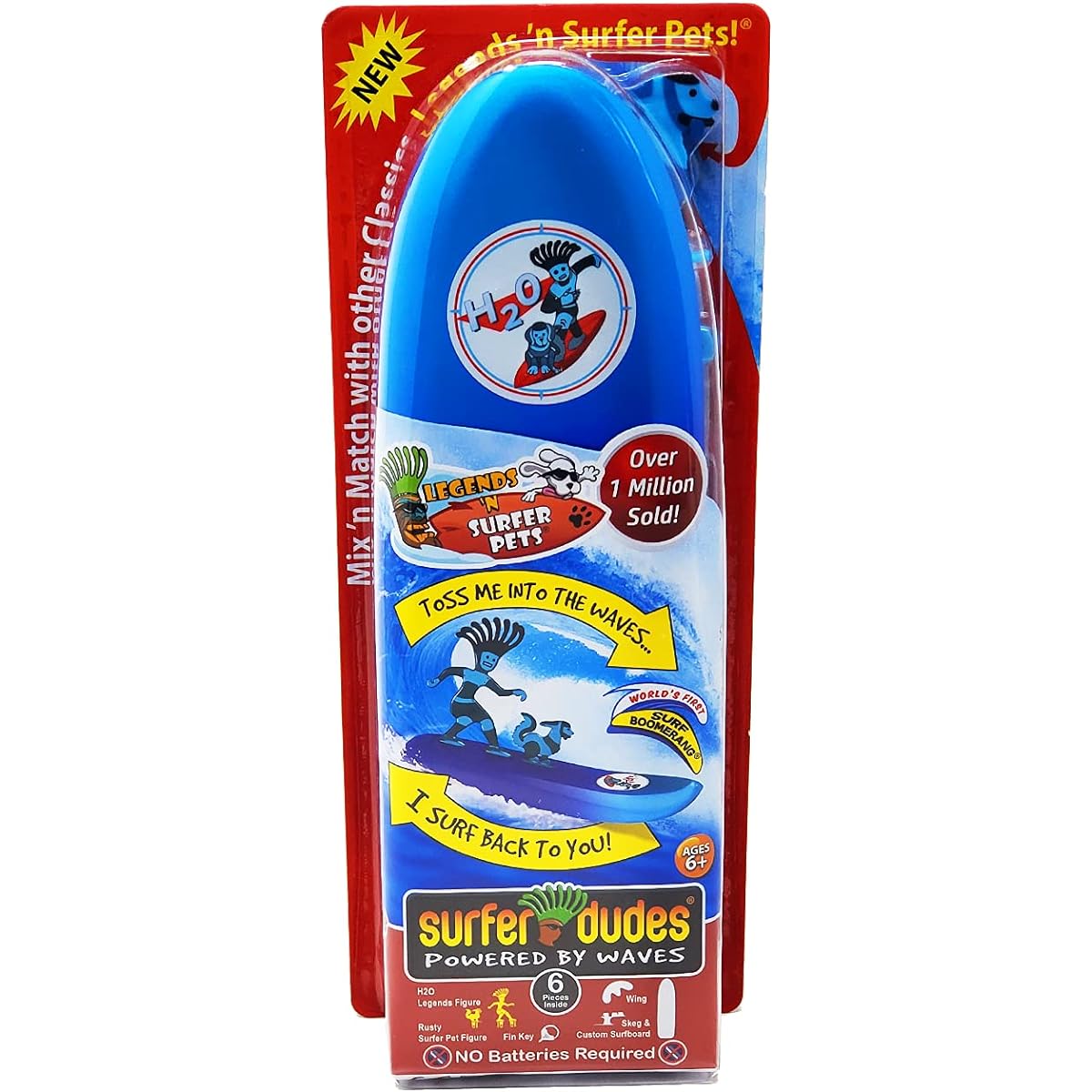 Surfer Dudes Legends & Surfer Pets Wave Power Mini Surfer Pet Surfboard Beach Toy H2O Rusty