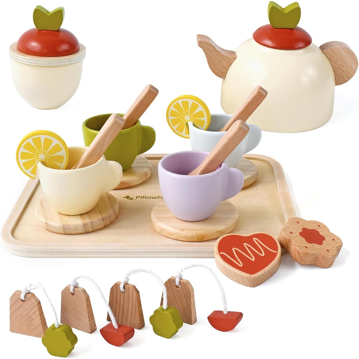 Piro whale wooden tea set