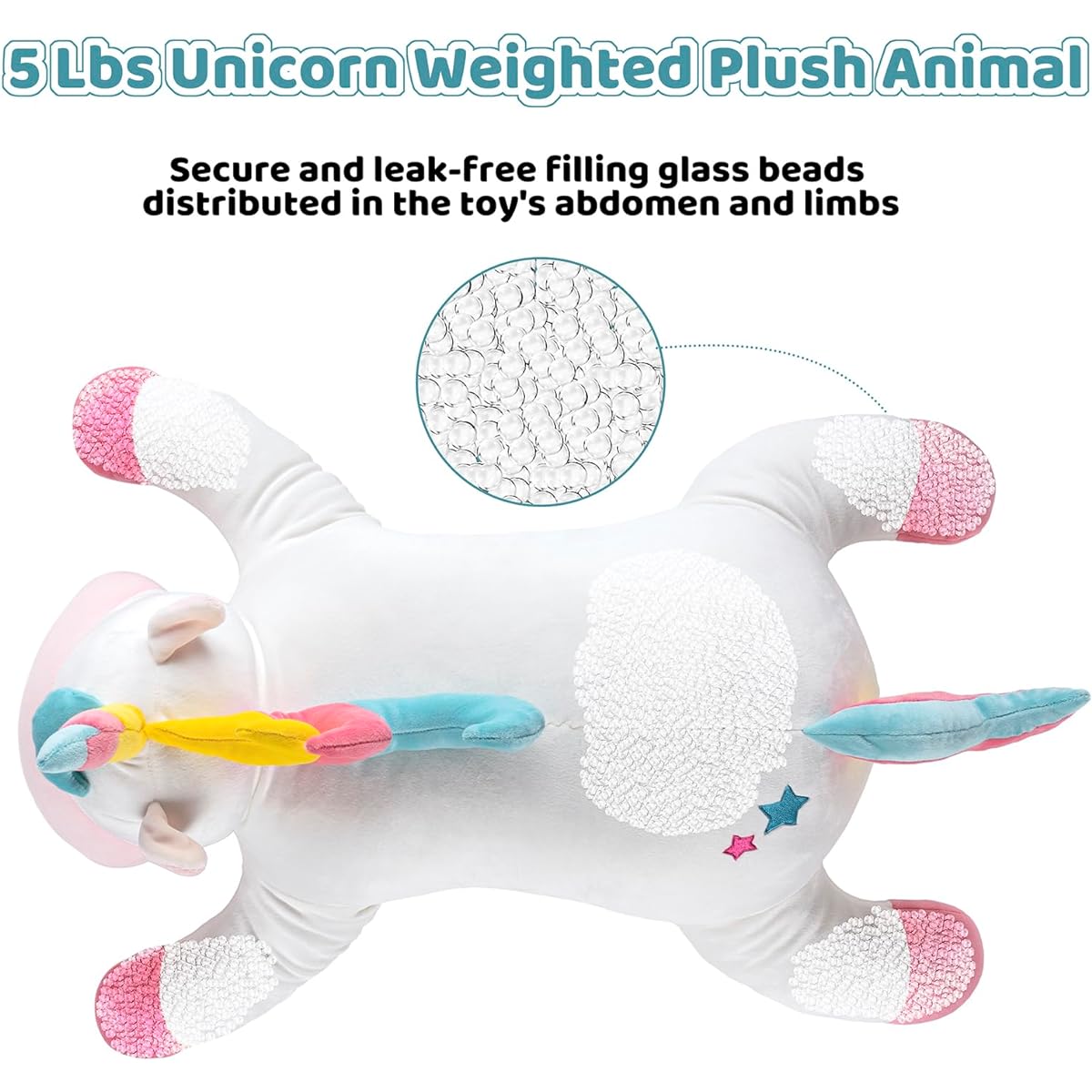 Fryser 5lb Weighted Plush Toy - 27" 5lb Unicorn Weighted Plush Toy for Adults/Kids - Unicorn Weighted Cushion for Comfortable Cuddles