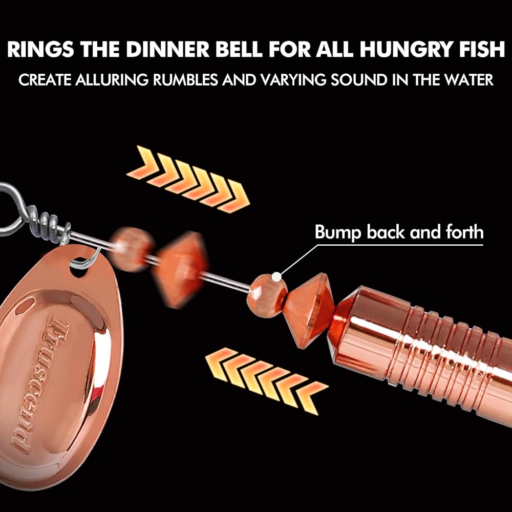 TRUSCEND Fishing Lure Spinnerbait Rooster Tail Inline Brass Body Spinnerbait Kit Bass Trout Salmon Walleye Hard Metal Swimbait Freshwater & Saltwater Fishing Gear Gift for Men