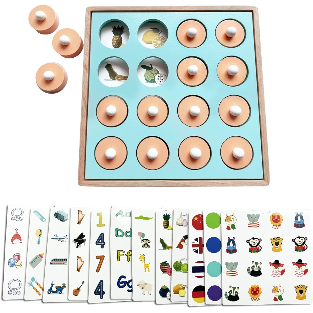 Lillergou 12 Patterns Wooden Memory Matching Game for Toddlers Cognitive Motor Skills Memory Development Kids Brain Games